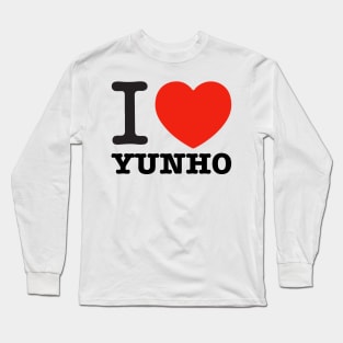 i love Ateez Yunho text typography heart | Morcaworks Long Sleeve T-Shirt